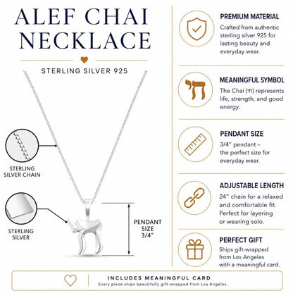 Chai Silver Necklace in Hebrew