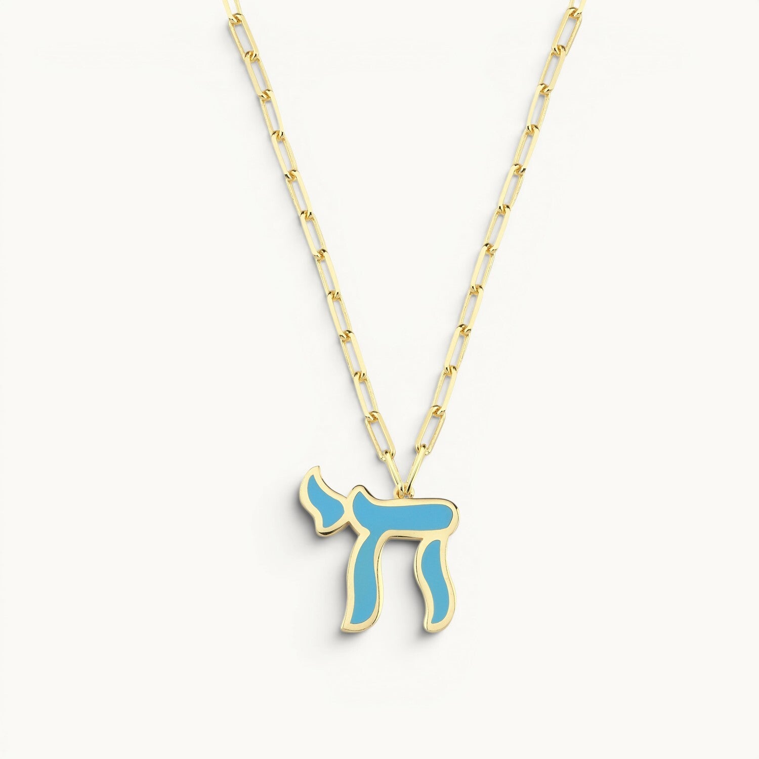 Chai necklace in yellow gold plated 925 silver with high-polish finish by Alef Bet