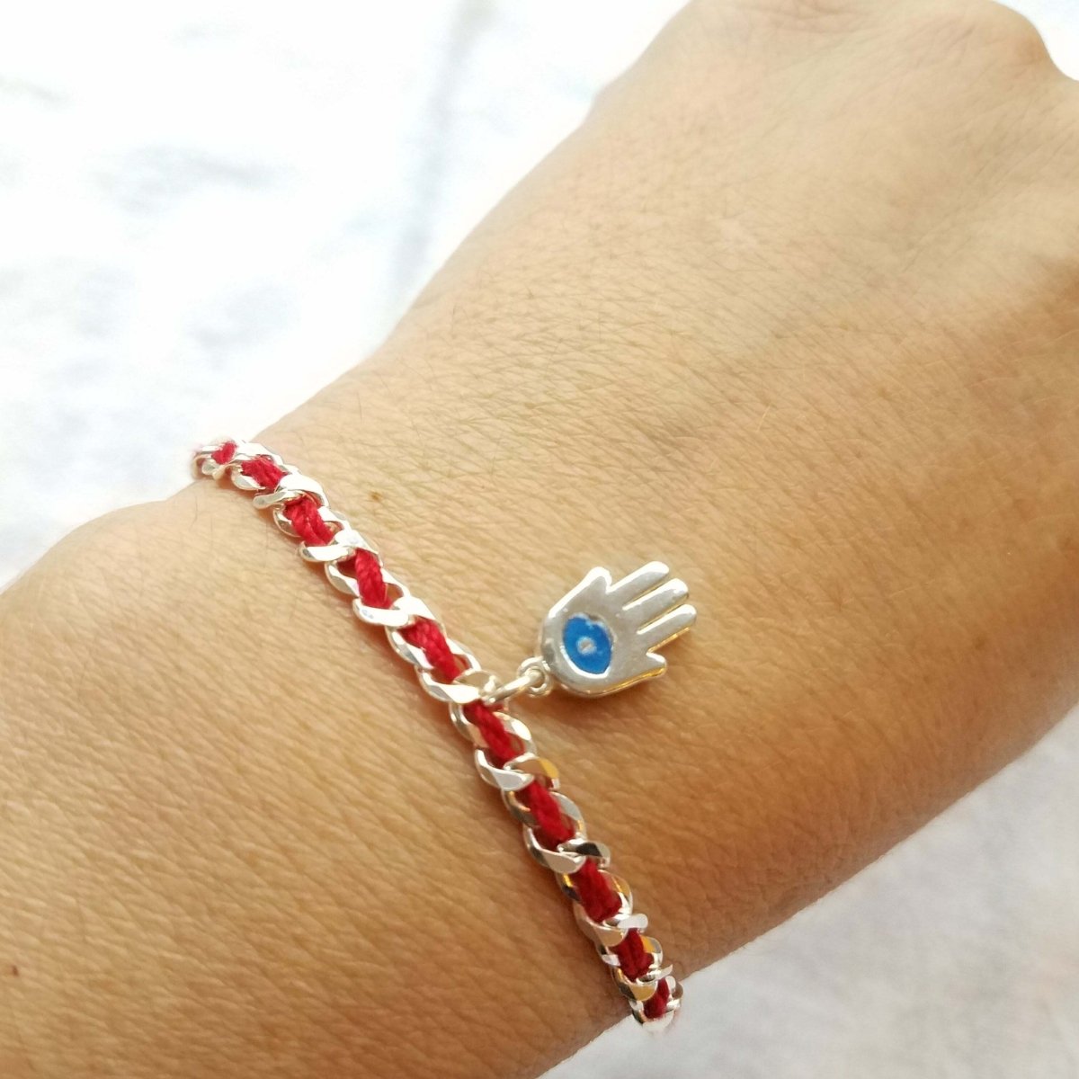 Chamsa and Evil Eye Red String Bracelet