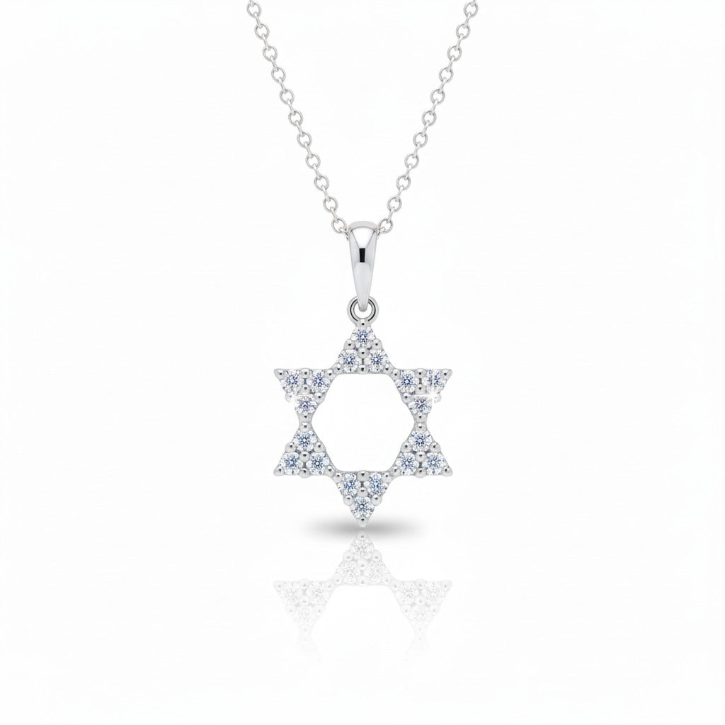 Classy Diamond Jewish Star of David Necklace for Women