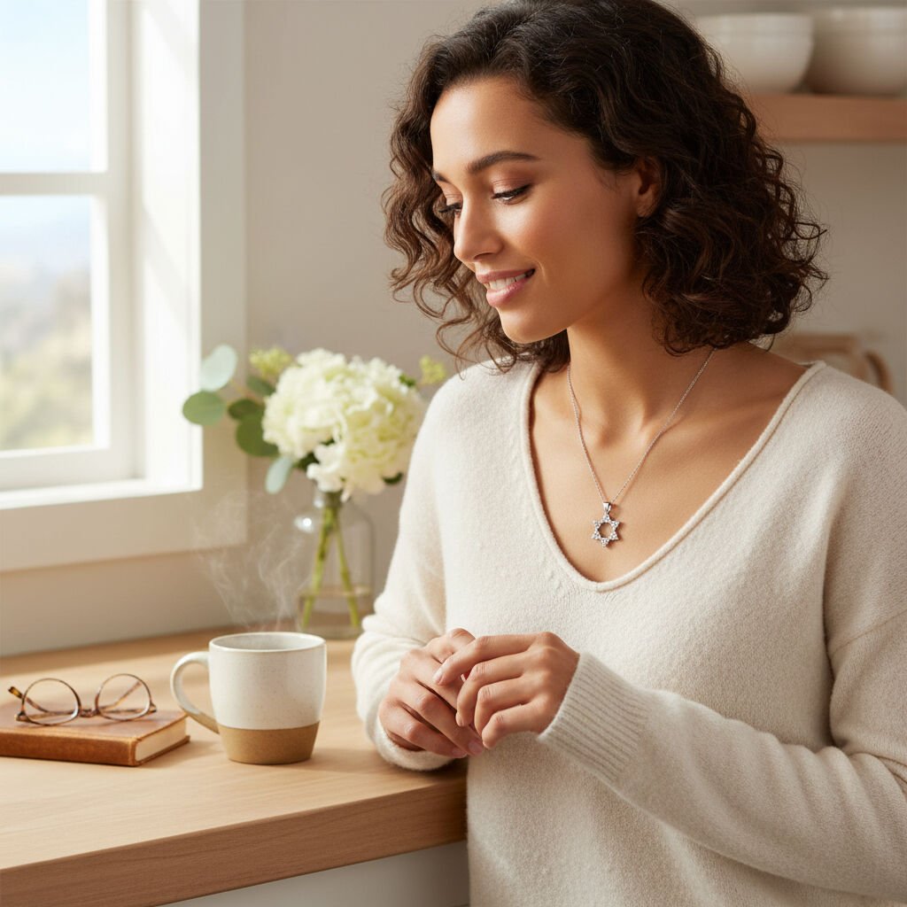 Classy Diamond Jewish Star of David Necklace for Women