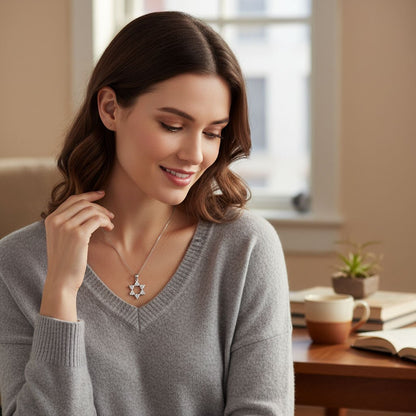 Classy Diamond Jewish Star of David Necklace for Women