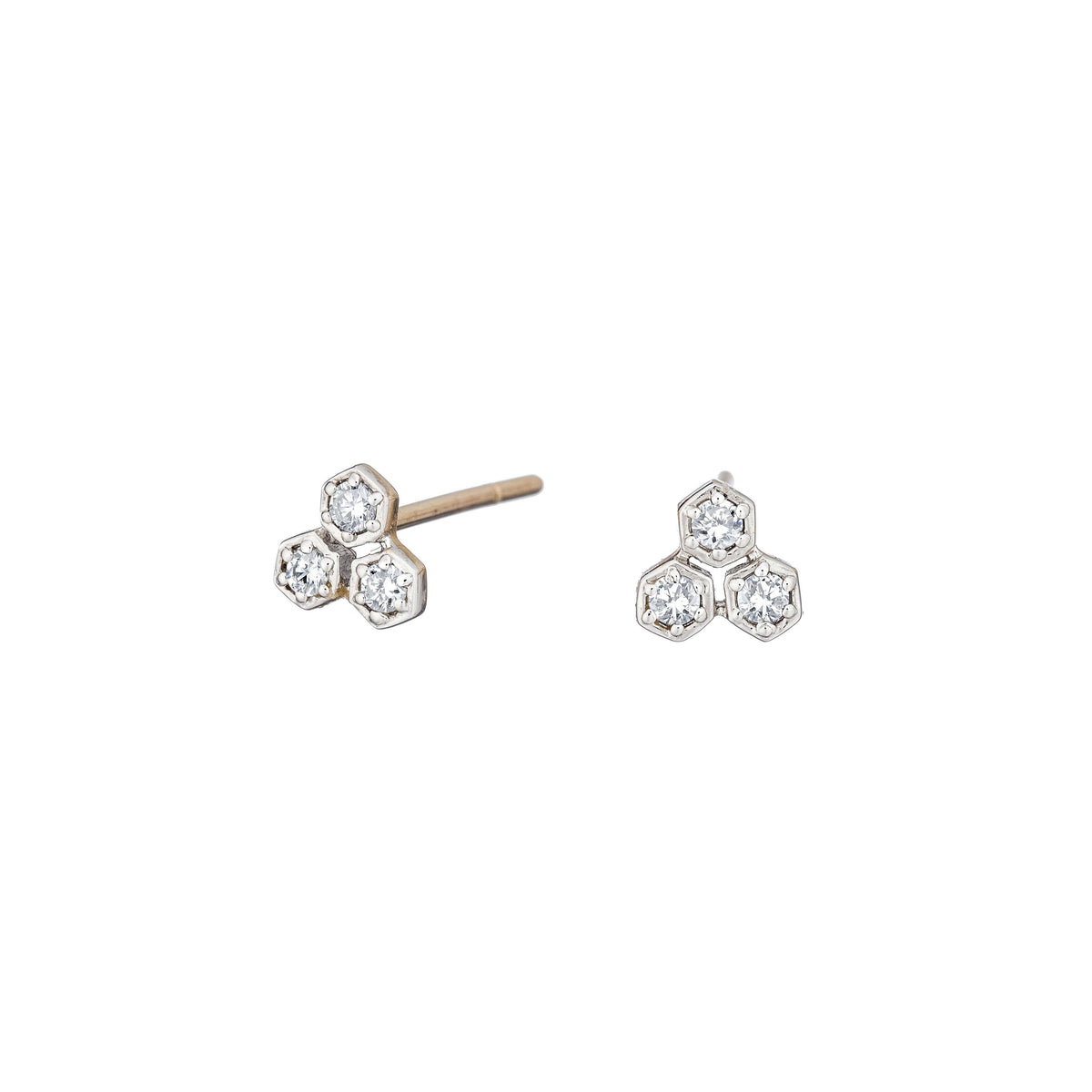 Cluster diamond earrings in 14k yellow gold with pave-set round brilliants by Alef Bet