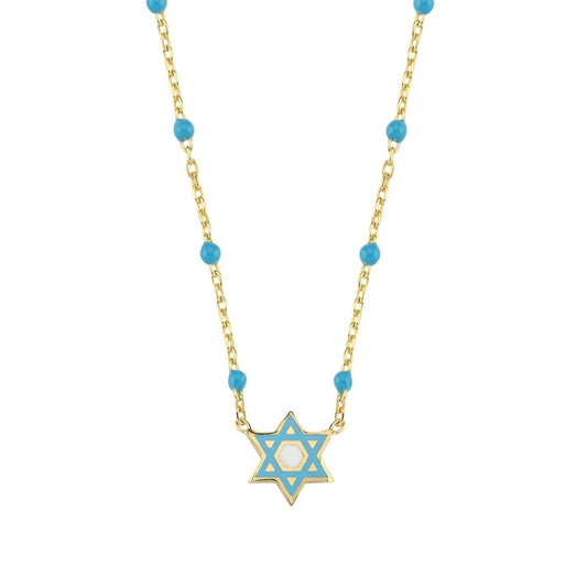 Colorful Beaded Star of David Necklace Sterling Silver | Alef Bet