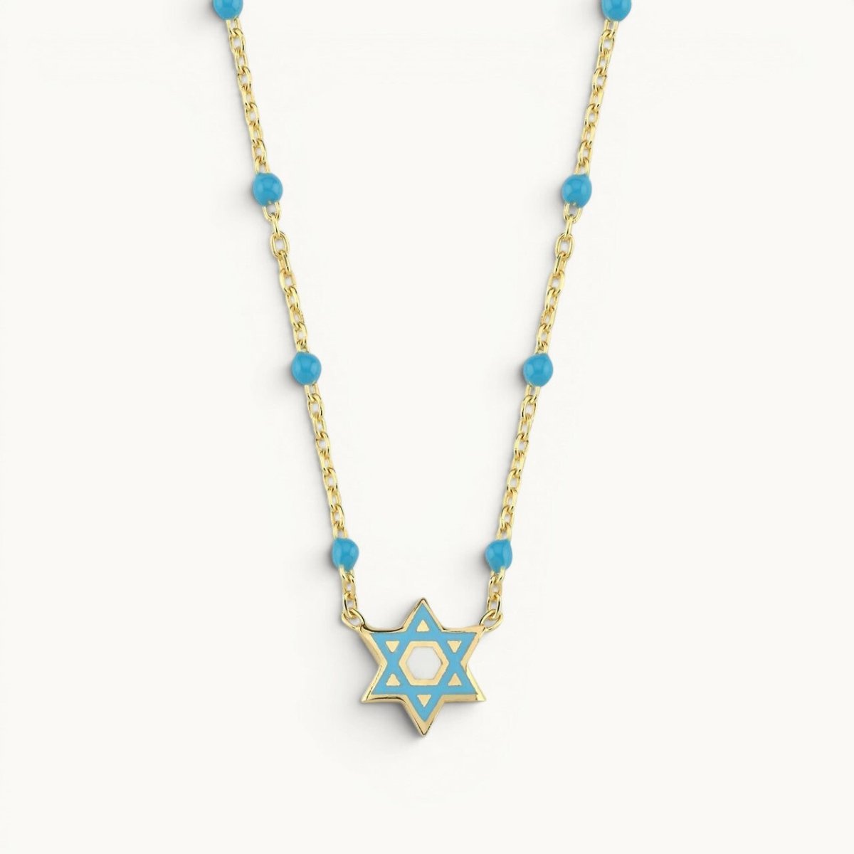 Colorful Beaded Star of David Necklace Sterling Silver