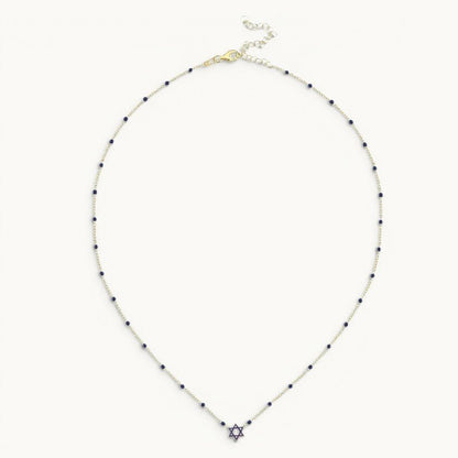 Colorful Beaded Star of David Necklace Sterling Silver