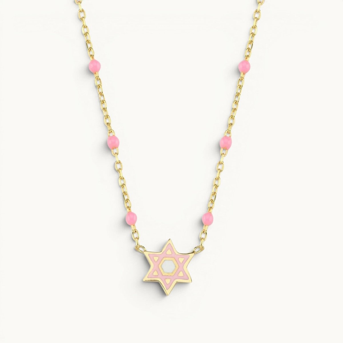 Colorful Beaded Star of David Necklace Sterling Silver