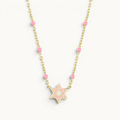 Colorful Beaded Star of David Necklace Sterling Silver