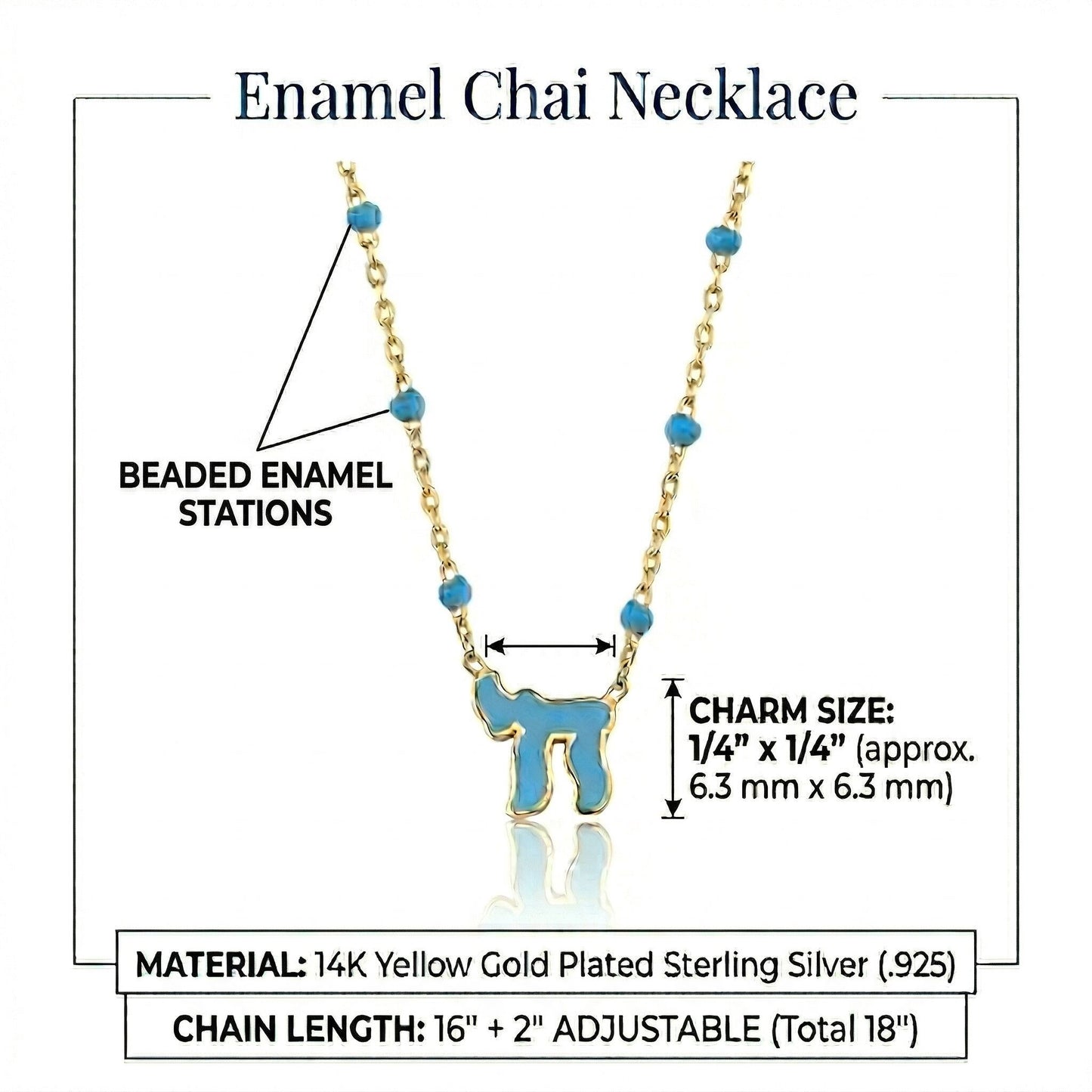 Colorful Beaded Chai Necklace 14k Gold Plated Sterling Silver 925 Jewish Gift | Alef Bet by Paula