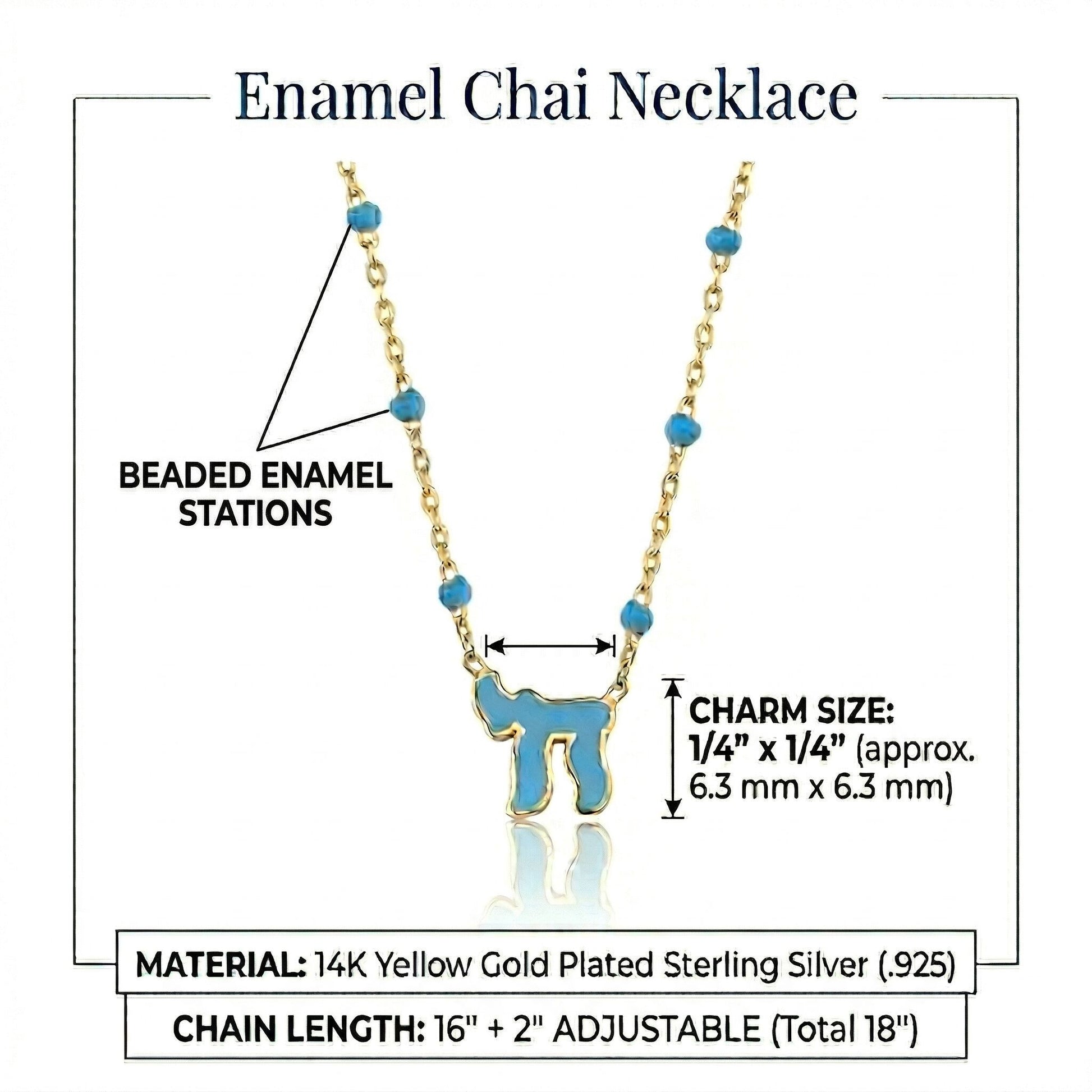 Colorful Beaded Chai Necklace 14k Gold Plated Sterling Silver 925 Jewish Gift | Alef Bet by Paula