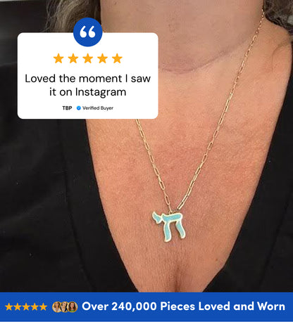 Colorful Enamel Chai Necklace on Paperclip Chain