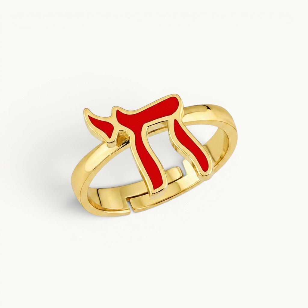 Colorful Enamel Chai Ring Gold Plated | Alef Bet