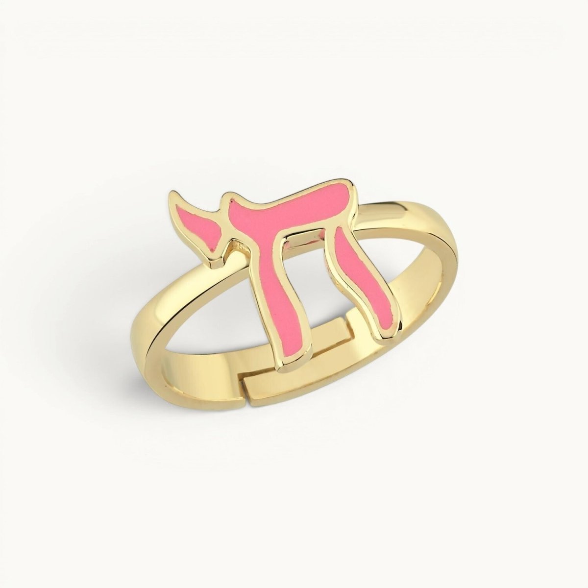 Colorful Enamel Chai Ring Gold Plated | Alef Bet