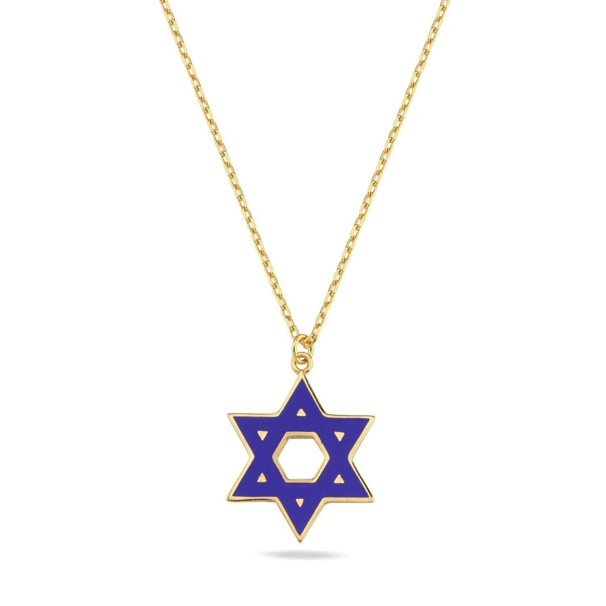 Colorful Enamel Gold Jewish Star of David Necklace