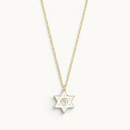 Colorful Enamel Gold Jewish Star of David Necklace
