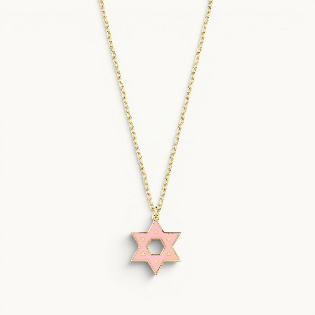 Colorful Enamel Gold Jewish Star of David Necklace