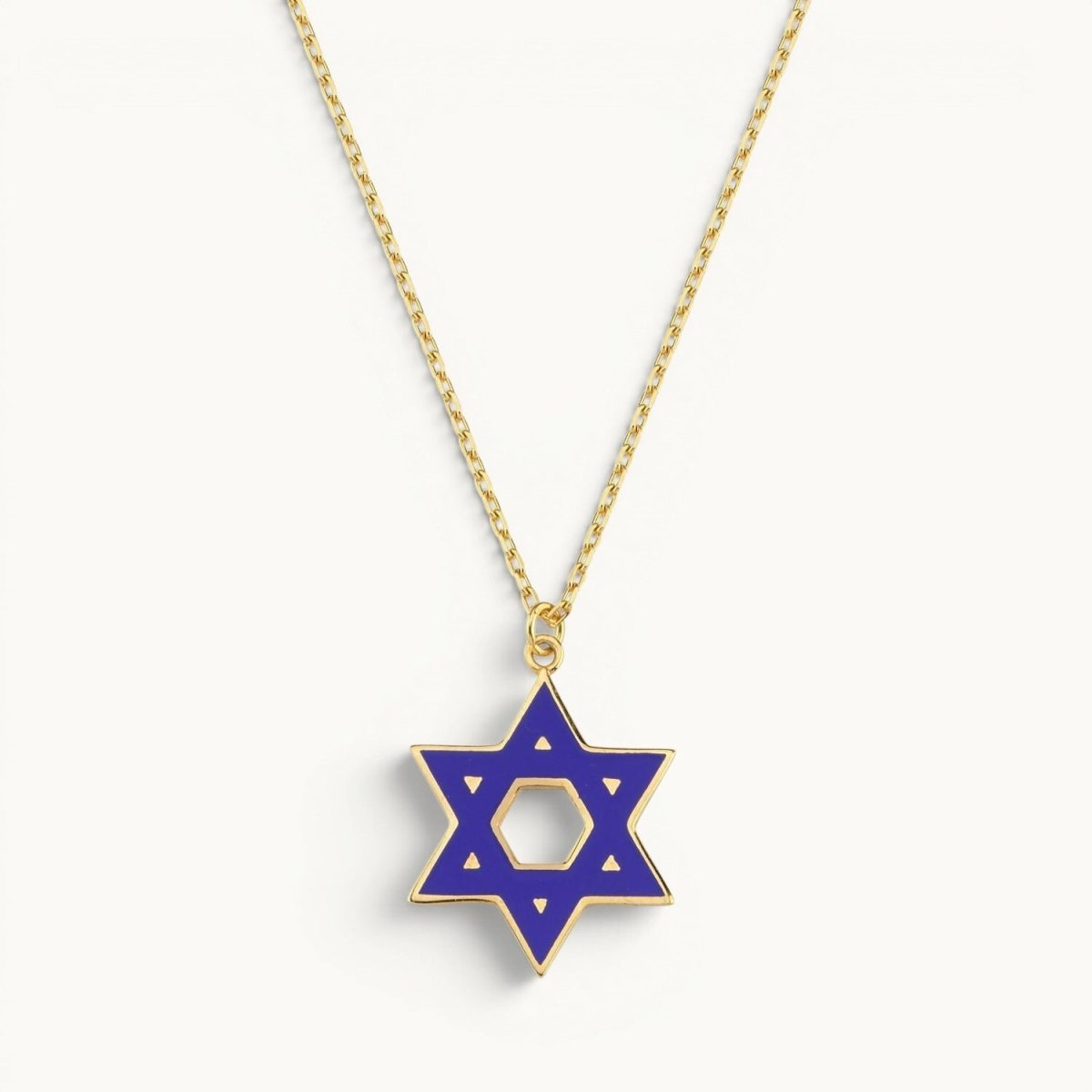 Colorful Enamel Gold Jewish Star of David Necklace