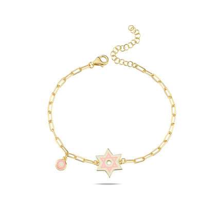 Colorful Enamel Jewish Star Bracelet - Gold Plated, Faith & Style | Alef Bet