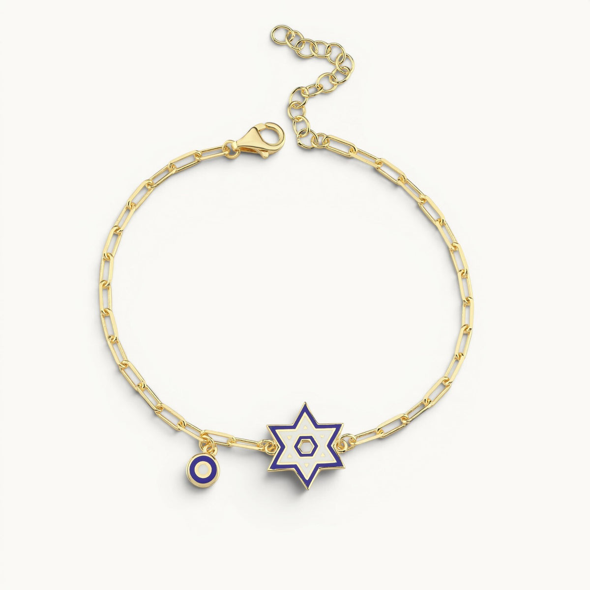 Colorful Enamel Jewish Star Bracelet in 14k Gold Plated Sterling Silver 925, wear your faith in vibrant style