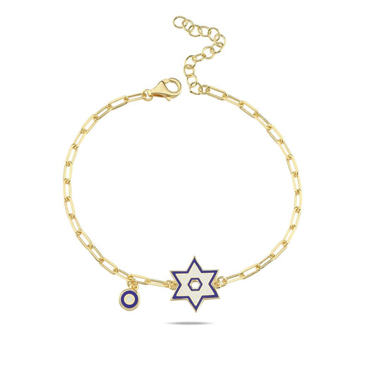 Colorful Enamel Jewish Star Bracelet - Gold Plated, Faith & Style | Alef Bet