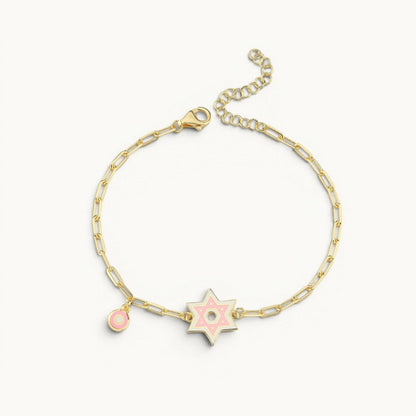 Colorful Enamel Jewish Star Bracelet - Gold Plated, Faith & Style | Alef Bet