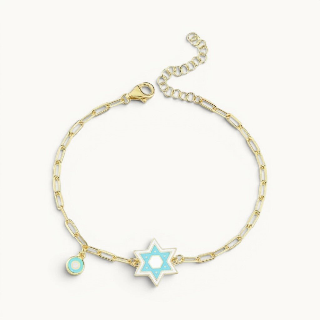 Colorful Enamel Jewish Star Bracelet - Gold Plated, Faith & Style | Alef Bet