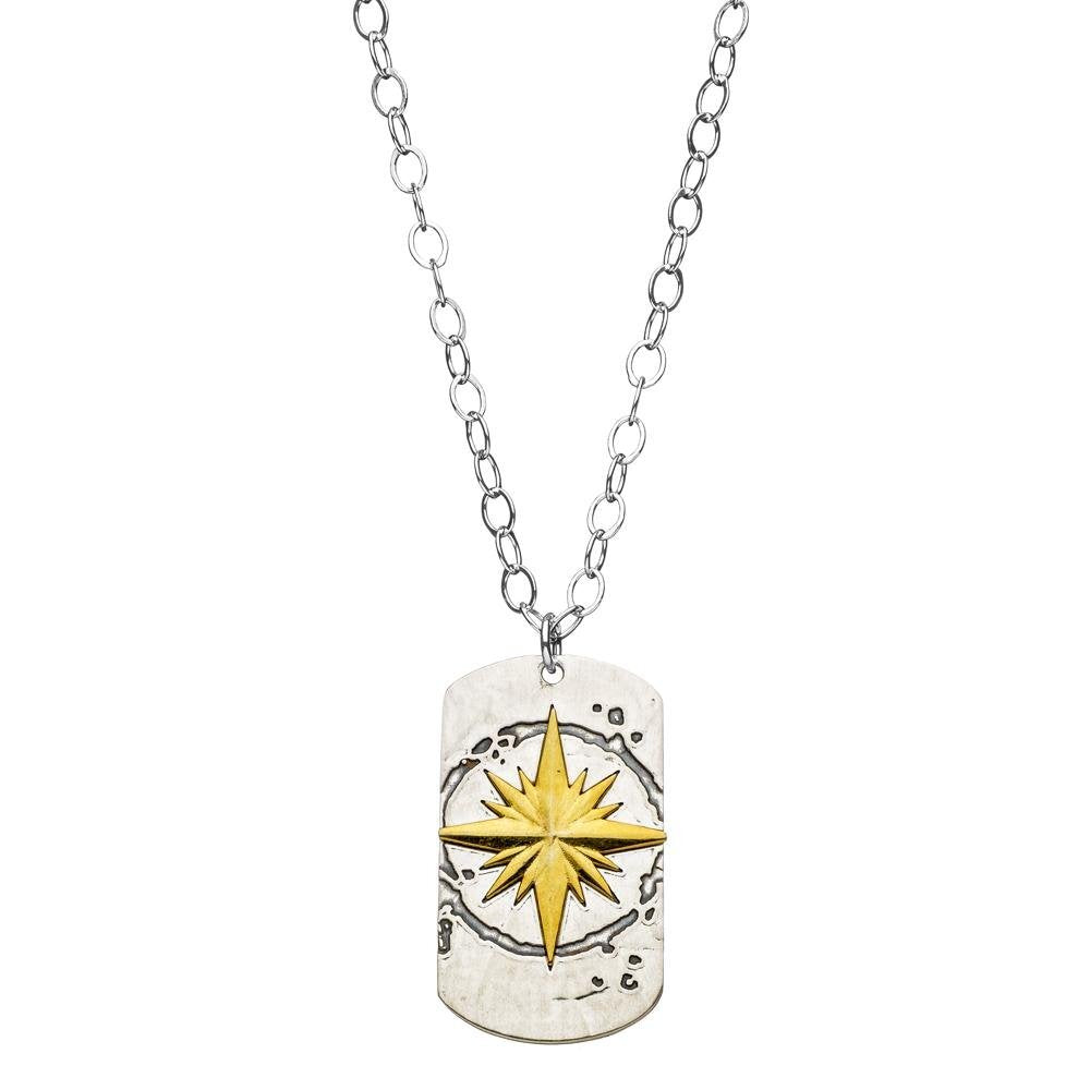 Compass Dog Tag Necklace | Alef Bet Jewelry by Paula