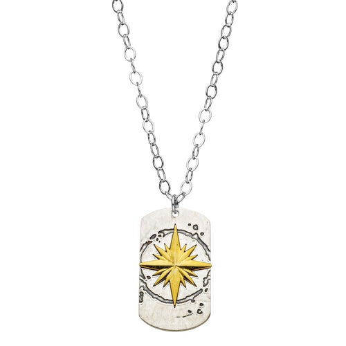 Compass Dog Tag Necklace | Alef Bet Jewelry by Paula