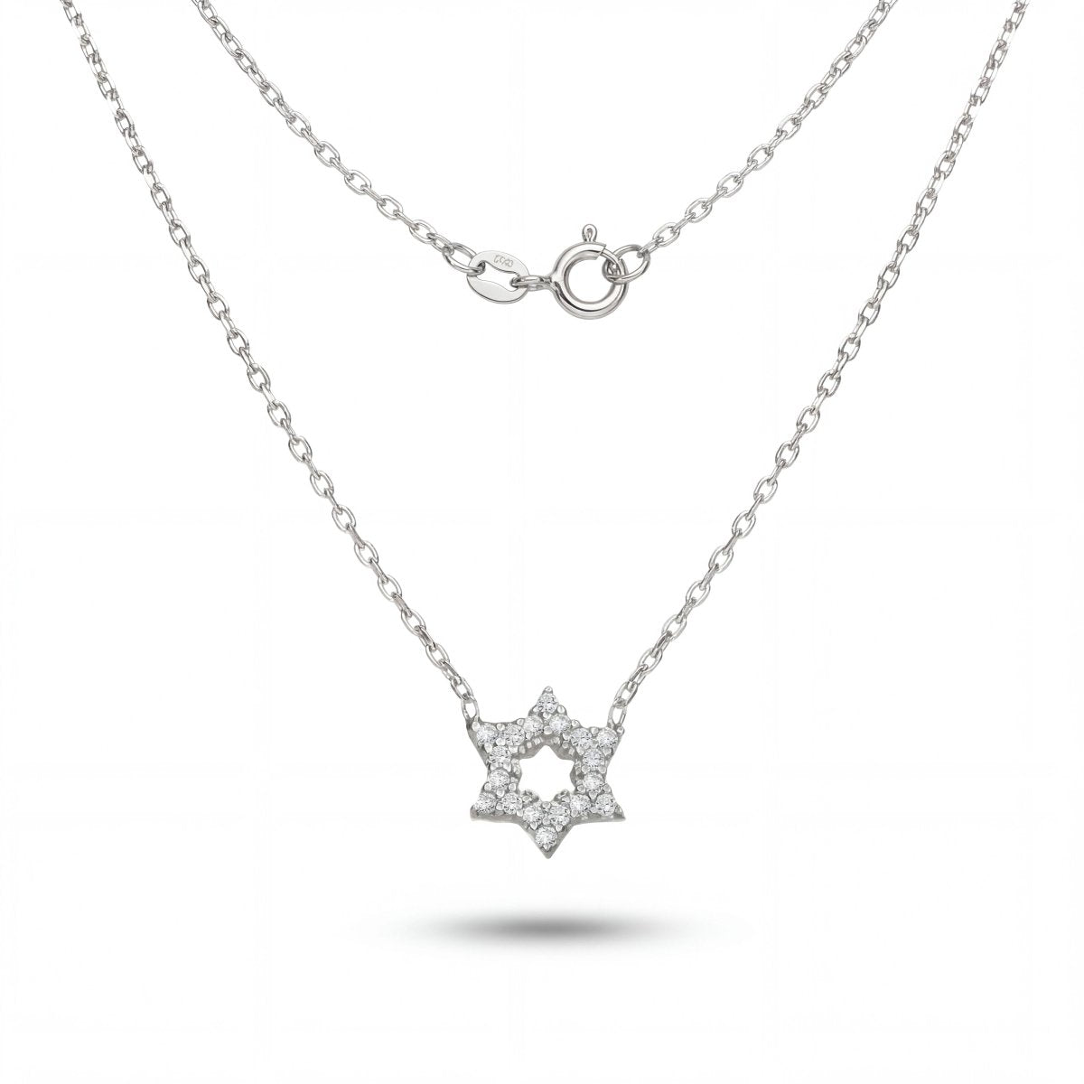 CZ Star of David Necklace in Sterling Silver and Gold