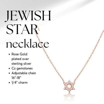 CZ Star of David Necklace in Sterling Silver and Gold