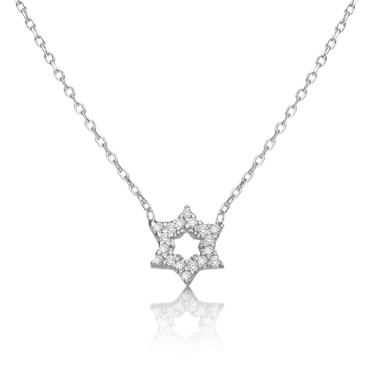 CZ Star of David Necklace in Sterling Silver and Gold
