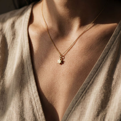 Dainty 14k Gold Star of David Necklace