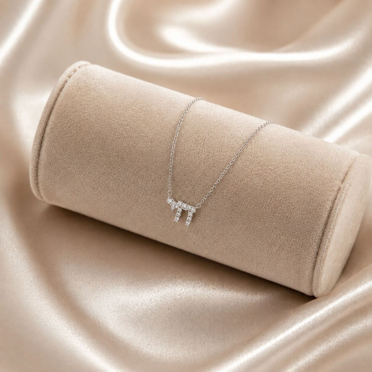 Diamond chai hebrew pendant in 14k yellow gold high-polish finish by Alef Bet