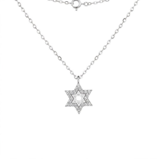 Dainty Pave Star of David Necklace in CZ Gold and Silver