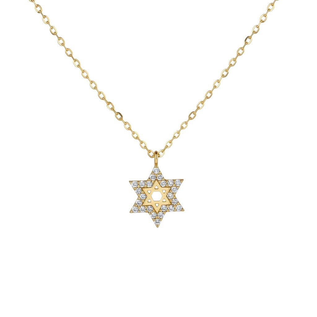 Dainty Pave Star of David Necklace in CZ Gold and Silver