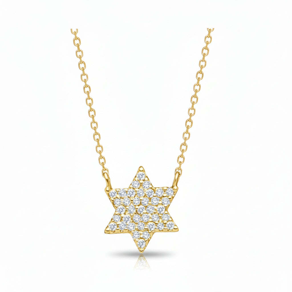 Star of David necklace in 14k gold with dainty pendant design by Alef Bet