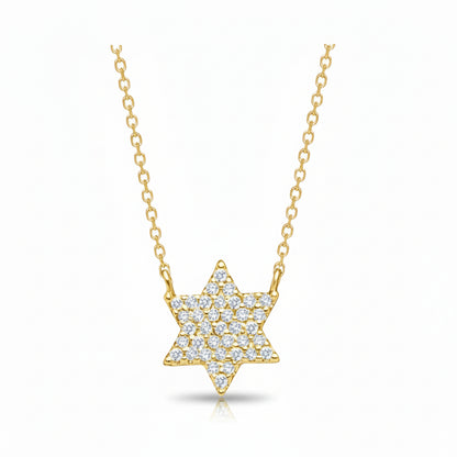Star of David necklace in 14k gold with dainty pendant design by Alef Bet