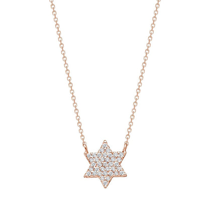 Star of David necklace in 14k gold with dainty design by Alef Bet