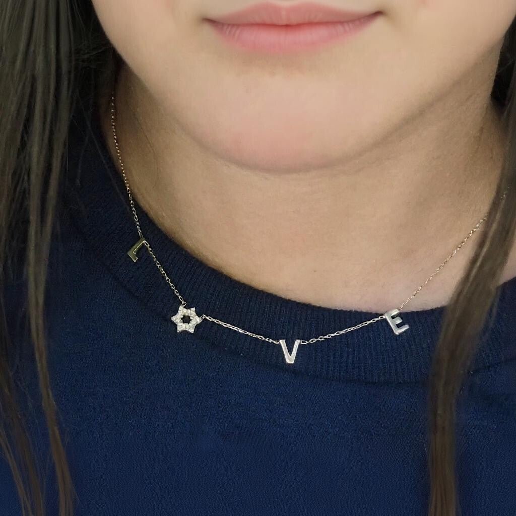 Dainty Star of David Necklace Sterling Silver Pave CZ