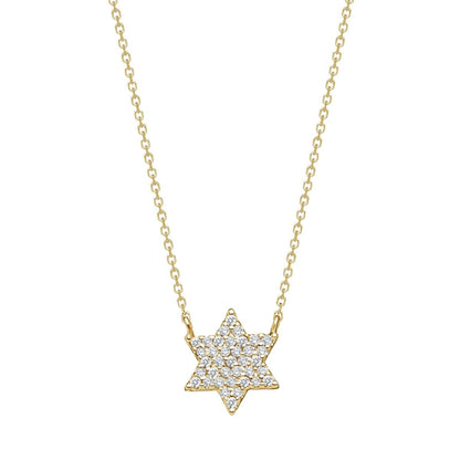 Dainty Yet Bold Star of David Necklace - 14k Gold & Diamonds, Bat Mitzvah Gift | Alef Bet