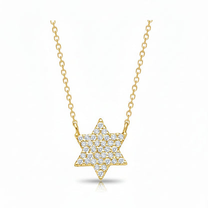 Dainty Yet Bold Star of David Necklace - 14k Gold & Diamonds, Bat Mitzvah Gift | Alef Bet