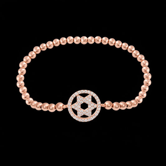 David Star Bracelet with Beads for Women | Rose Gold Filled