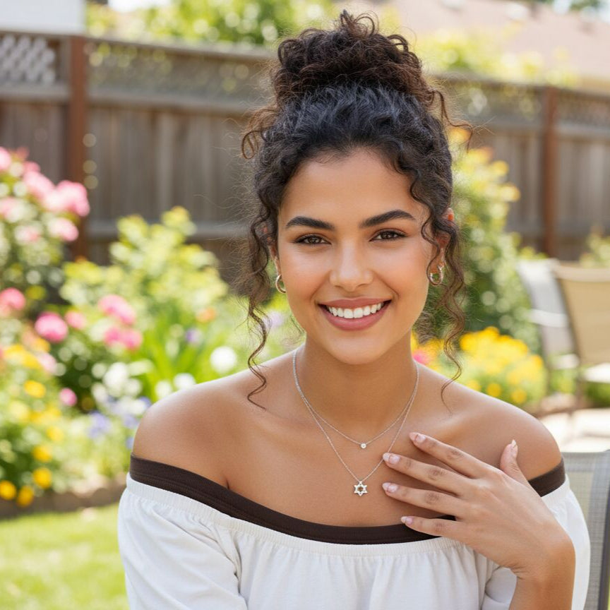 Diamond 14k Jewish Star Necklace in Gold