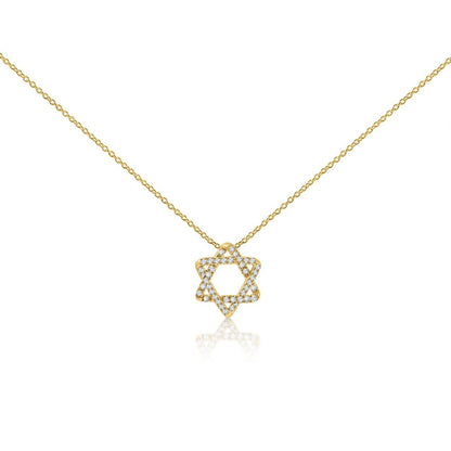 Diamond 14k Jewish Star Necklace in Gold