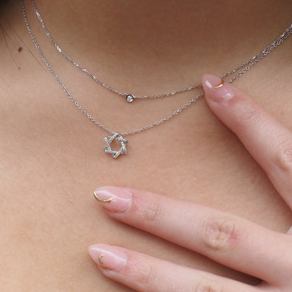 Diamond 14k Jewish Star Necklace in Gold