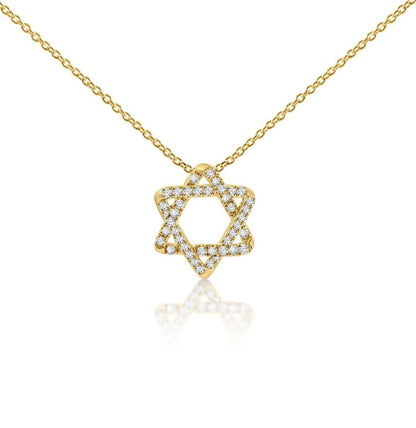 Diamond 14k Jewish Star Necklace in Gold