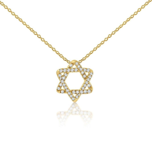 Diamond 14k Jewish Star Necklace in Gold