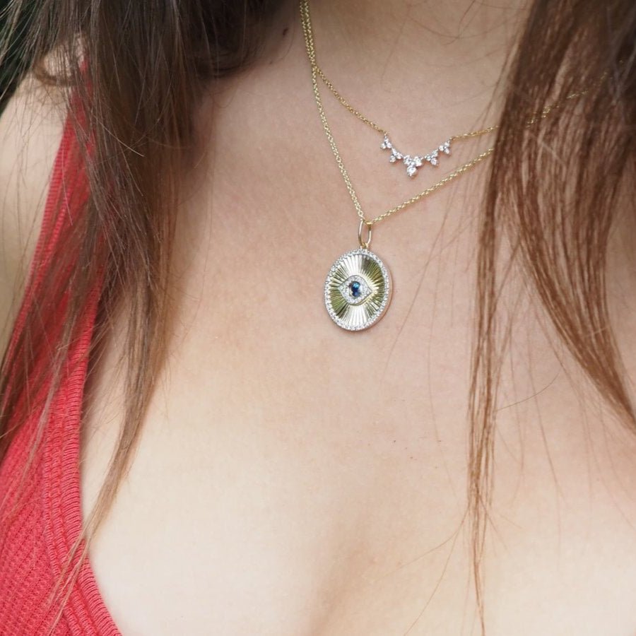 Diamond and Sapphire Evil Eye Necklace | 14k Gold