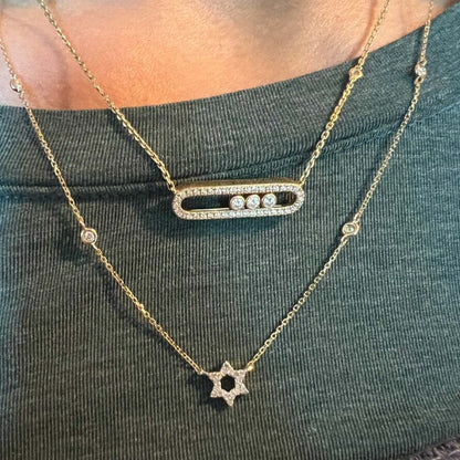 Diamond Bezel Jewish Star Necklace