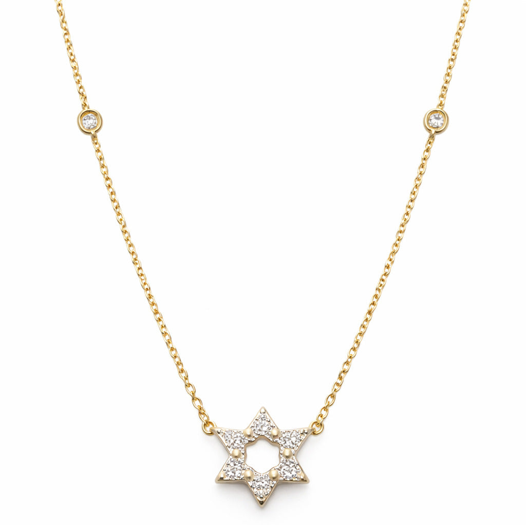 Diamond Bezel Jewish Star Necklace